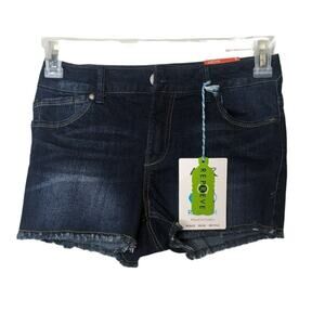 New Astor blue jean denim shorts raw hem dark wash size 5
